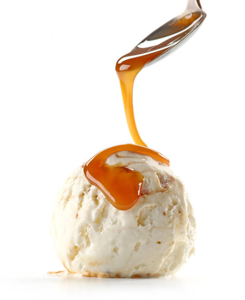 ice cream with caramel sauce