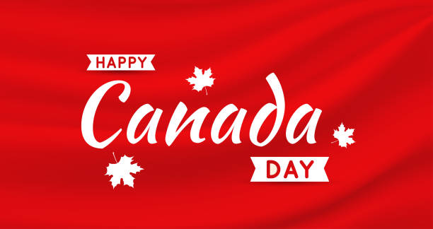 ilustraciones, imágenes clip art, dibujos animados e iconos de stock de día de canadá tarjeta de fondo de seda de satén rojo. ilustración vectorial. - canada canada day canadian flag canadian culture