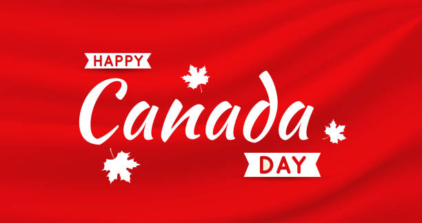 Canada Day card on red satin silk background. Vector illustration. Canada Day card on red satin silk background. Vector illustration. EPS10 canada day poster stock illustrations