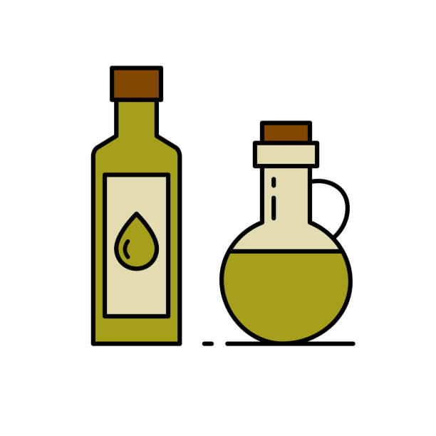 стеклянная бутылка с маслом. - cruet stock illustrations