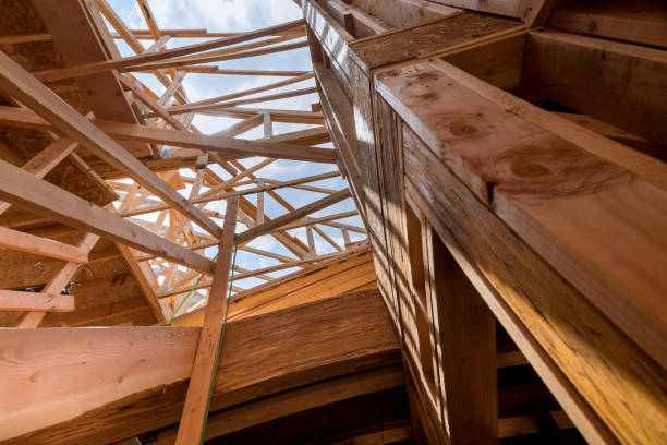 istock New construction of beam construction house framed the ground up 1153928835