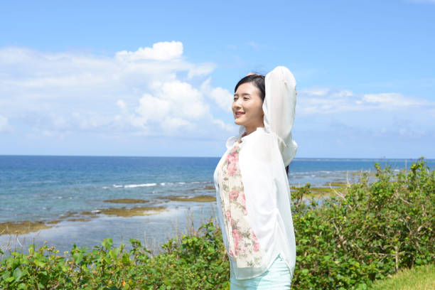 Woman relaxing outdoors