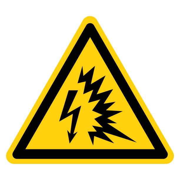 arc flash symbol sign, vektorillustration, isolieren auf weißem hintergrund label . eps10 - electric arc stock-grafiken, -clipart, -cartoons und -symbole