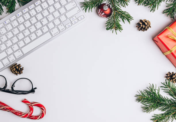 istock Merry Christmas and Happy new years office work space desktop concept. 1153948899