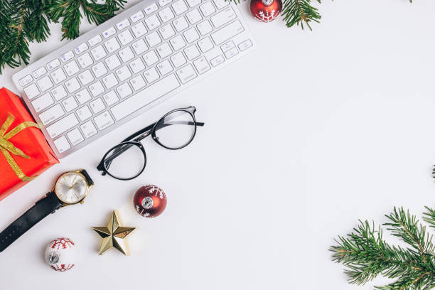 istock Merry Christmas and Happy new years office work space desktop concept. 1153948909