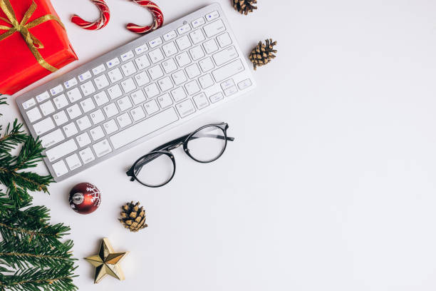 istock Merry Christmas and Happy new years office work space desktop concept. 1153948941