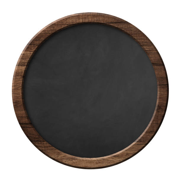 Round blackboard with dark wooden frame