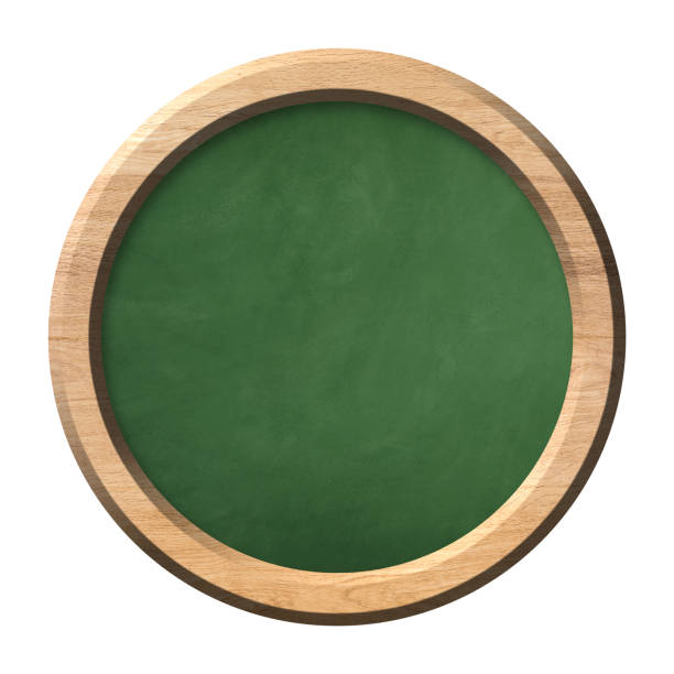 Round green blackboard with bright wooden frame Empty green blackboard with single bright wooden frame. Isolated on white background picture frame frame ellipse black stock pictures, royalty-free photos & images