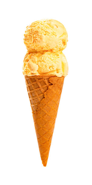 istock mango flavor ice cream cone with two balls on white with clipping path 1153950977