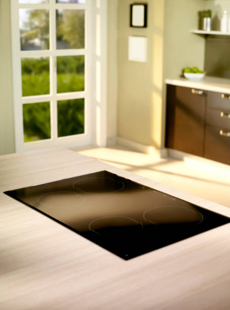 istock Modern glass stove on kitchen island 1153953327