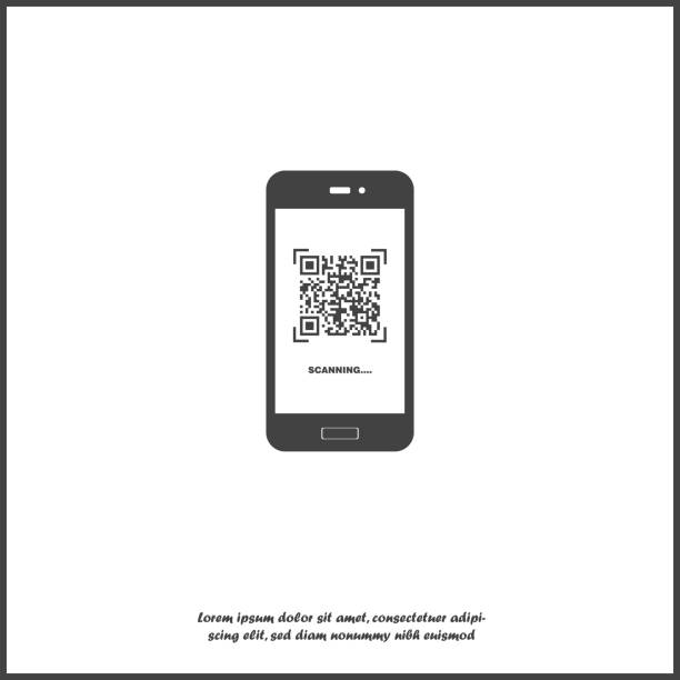 ilustrações, clipart, desenhos animados e ícones de ícone do vetor do telefone da varredura do código de qr no fundo isolado branco. - bar code price coding laser