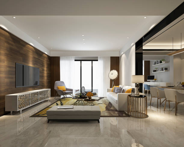 istock 3d rendering modern dining room and living room with luxury decor 1153959293