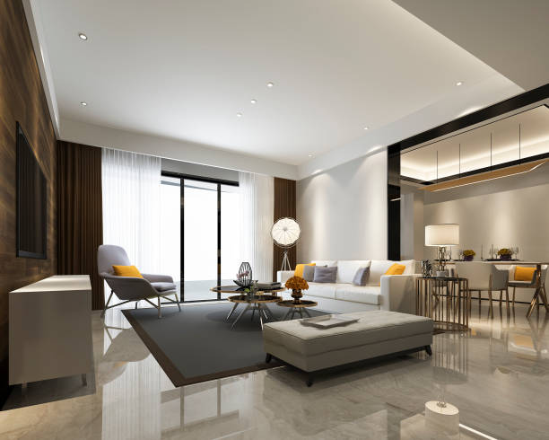 istock 3d rendering modern dining room and living room with luxury decor 1153959306