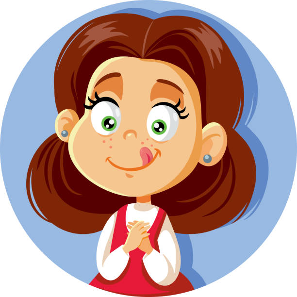 Cute Cartoon Little Girl Craving For Sweets Stock Illustration - Download  Image Now - Child, Hungry, Gourmet - iStock