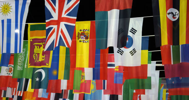 istock World national flags , International Flags blowing in the wind 1153975695