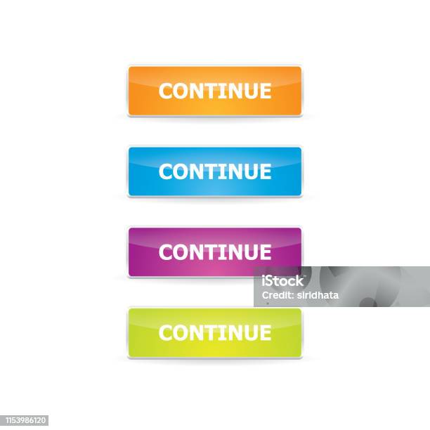 Colorful Set Of Continue Buttons Stock Illustration - Download Image ...