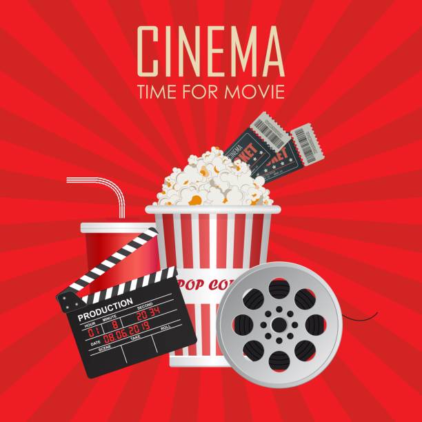 istock Time for movie poster vector illustration. Movie invitation 1153990934
