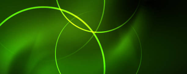 istock Shiny neon lines template - northern lights glowing blur lines. Futuristic style glow neon 80s disco club or night party techno template 1153993826