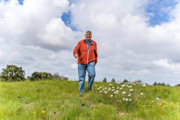 istock Active senior man and dog in countryside 1153997450