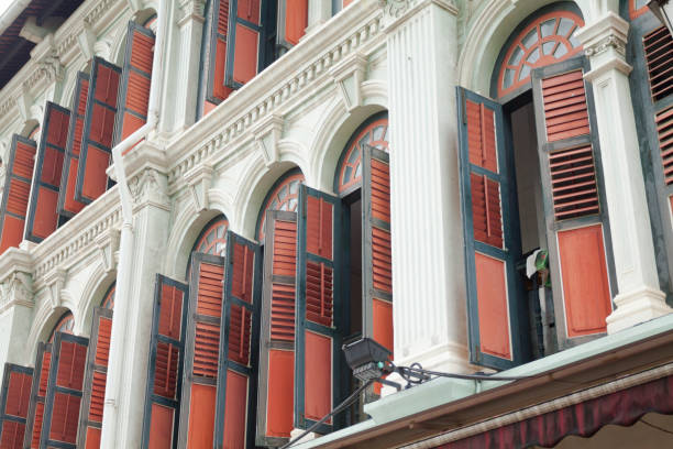 istock Colonial facade with many shutters in Singapore 1153997945