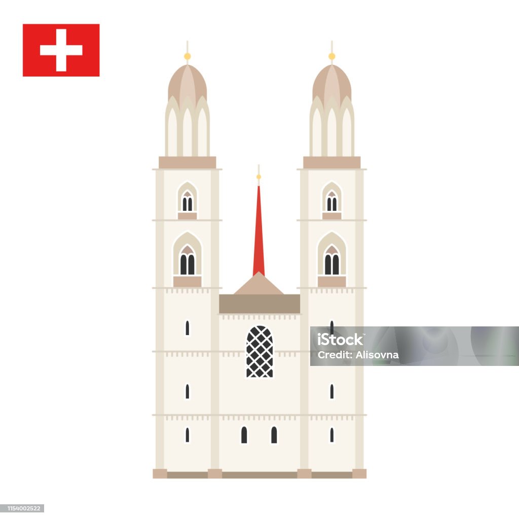 Ilustración de La Iglesia De Grossmunster En Zúrich Suiza y más Vectores  Libres de Derechos de Catedral Grossmünster - Catedral Grossmünster,  Zúrich, Aire libre - iStock