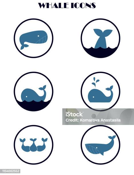 Vector Icon With Blue Whale Stock Illustration - Download Image Now - Logo, Narwhal, Animal