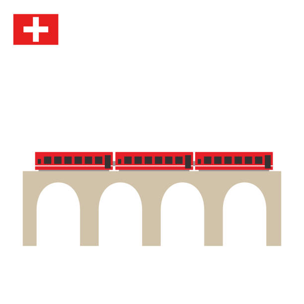 有名な landwasser の高架橋で列車。レーティッシュ鉄道 (スイス) - engadin valley engadine european alps mountain点のイラスト素材／クリップアート素材／マンガ素材／アイコン素材