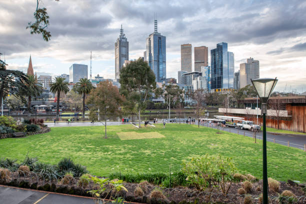istock Melbourne skyline on a cloudy afternoon from Alexandra Gardens, Australia 1154003308