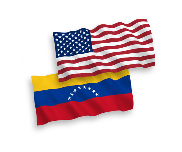 istock Flags of Venezuela and America on a white background 1154003409