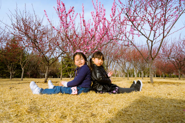 istock two young girls sitting on the grass 1154004236