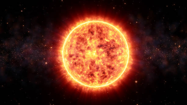 istock Sun Virtual Realistic Glowing Bright In Nebula Cloud And Stars Surrounded. 1154009079