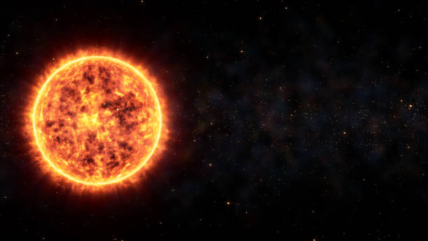 istock Sun Virtual Realistic Glowing Bright In Nebula Cloud And Stars Surrounded. 1154009097