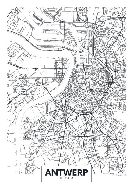 City map Antwerp, travel vector poster design vector art illustration
