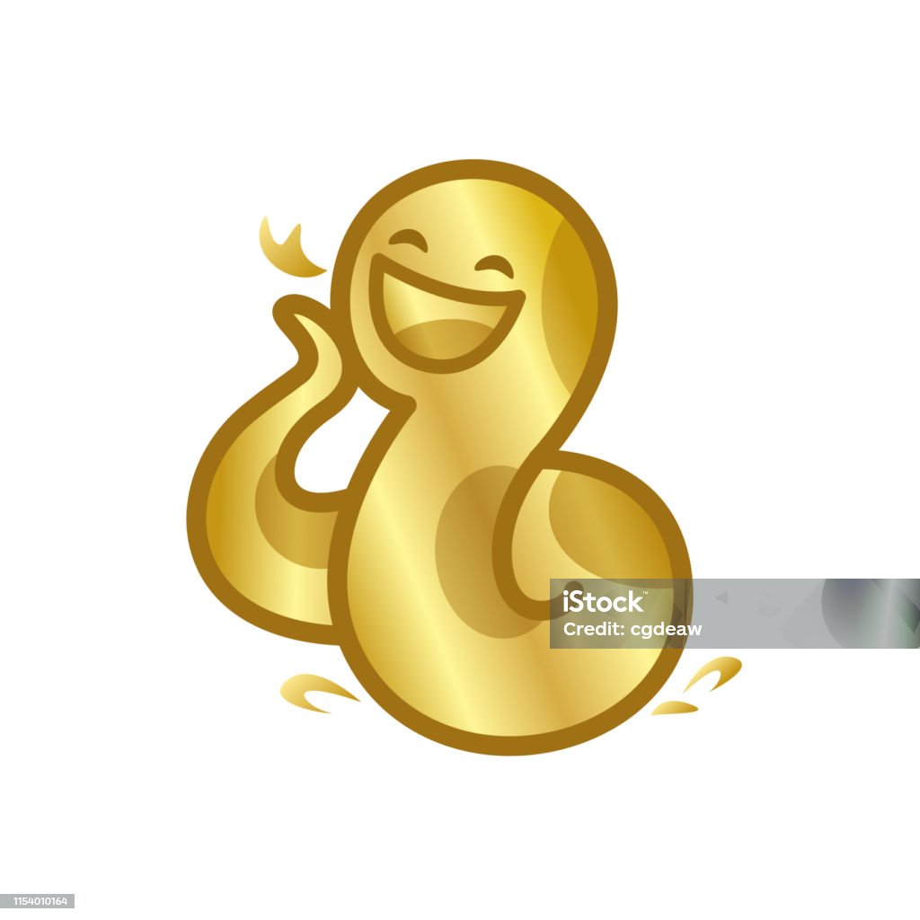 Rắn Vàng Hoạt Hình Nhân Vật Dễ Thương Cô Lập Trên Nền Trắng Nhân ...
