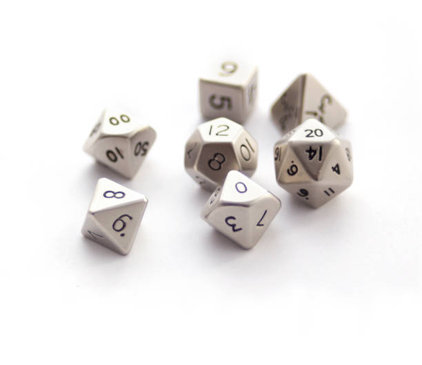 istock Set of Metallic RPG dices isolated on white 1154010503