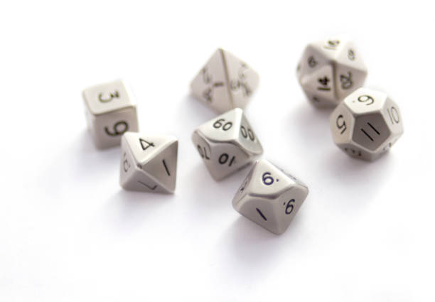 istock Set of Metallic RPG dices isolated on white 1154011172