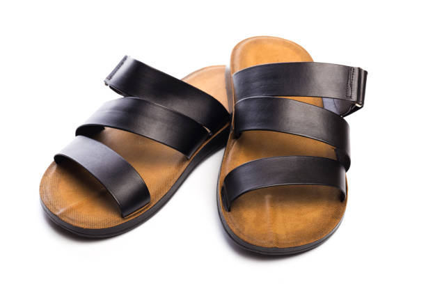 istock Mens summer  leather sandals isolated on white background - Image 1154017653