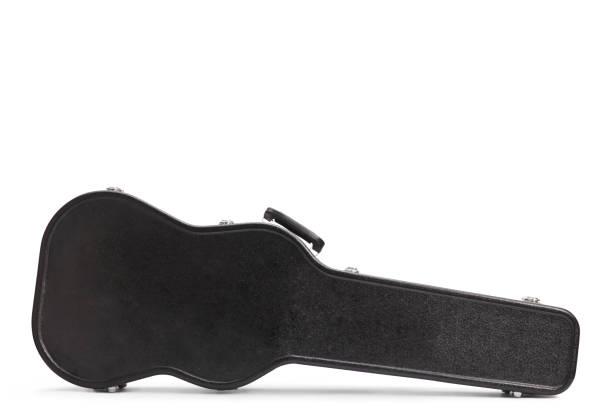istock Closed black hard case for an electric guitar 1154020150