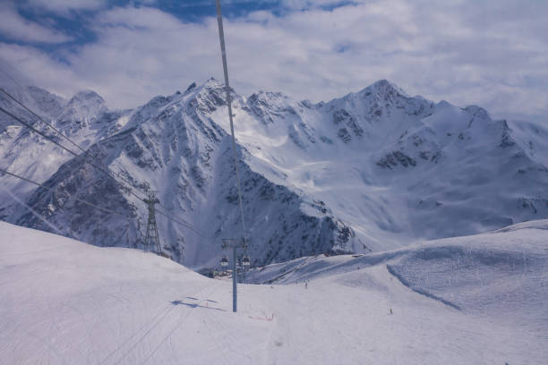 istock Snowy peaks on Elbrus, Russia. 1154021666