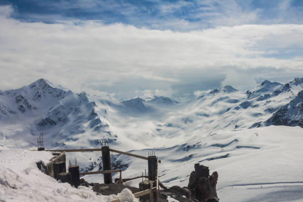 istock Snowy peaks on Elbrus, Russia. 1154021689