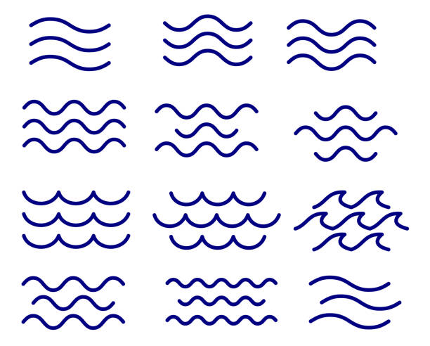 ilustraciones, imágenes clip art, dibujos animados e iconos de stock de conjunto de vector de ondas de línea delgada, colección - wave