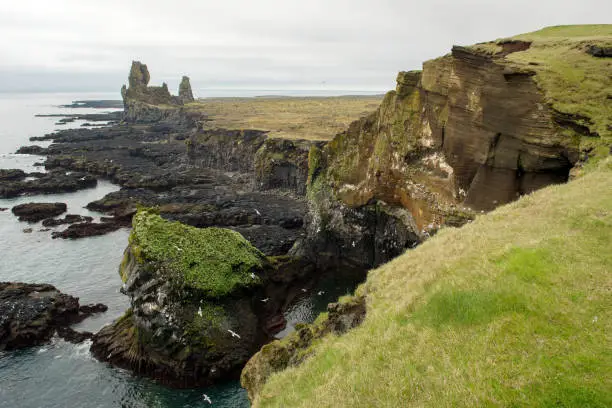 Photo of Londrangar Basalt Cliffs in Iceland