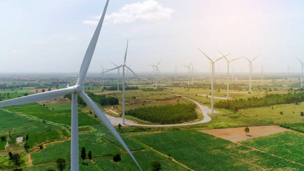 istock Wind turbine for generate electricity with scenery view and clear sky, renewable energy 1154026607