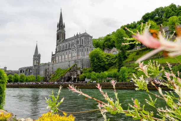 Photo of View of the basilica of Lourdes city in France