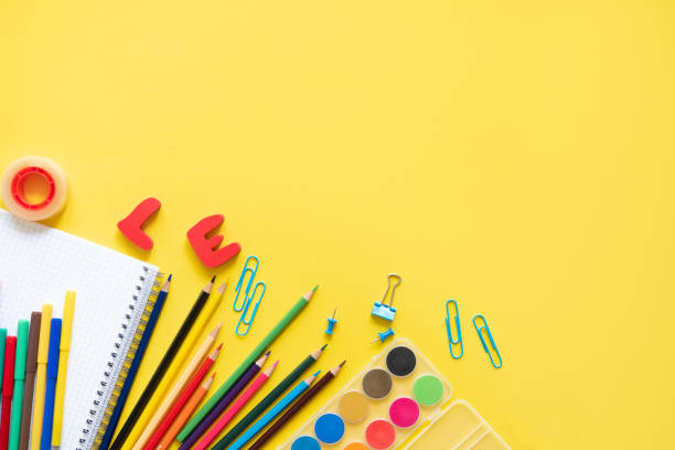istock School elements on yellow background with space for text symbolizing back to school 1154035587