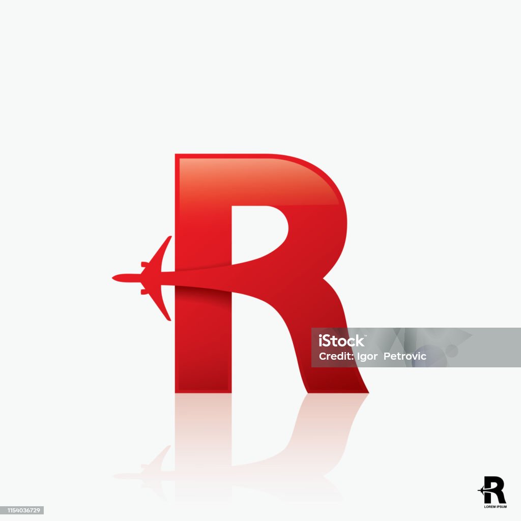 Letter R Plane Airline Design With Capital Letter R Vector Illustration Stock ...