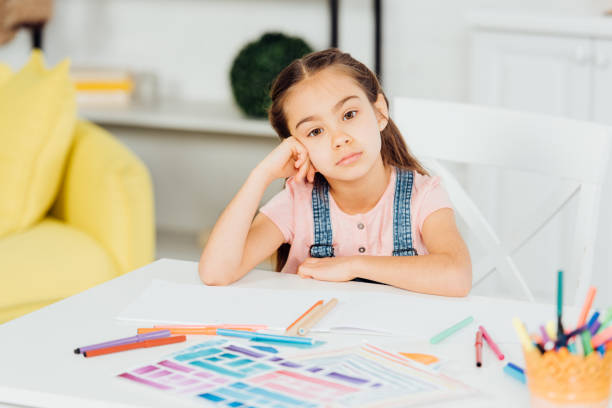 Abstract colorful child girl learning education on watercolor illustration painting background.