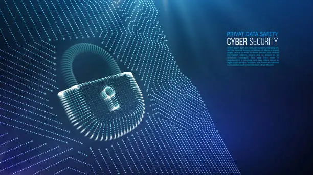 Vector illustration of Coputer internet cyber security background. Cyber crime vector illustration. digital lock