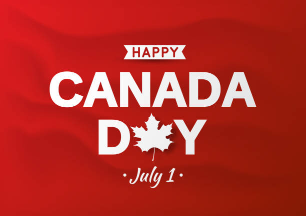 ilustraciones, imágenes clip art, dibujos animados e iconos de stock de feliz día de canadá tarjeta de fondo ondulado rojo. ilustración vectorial. - flag canadian flag patriotism national flag