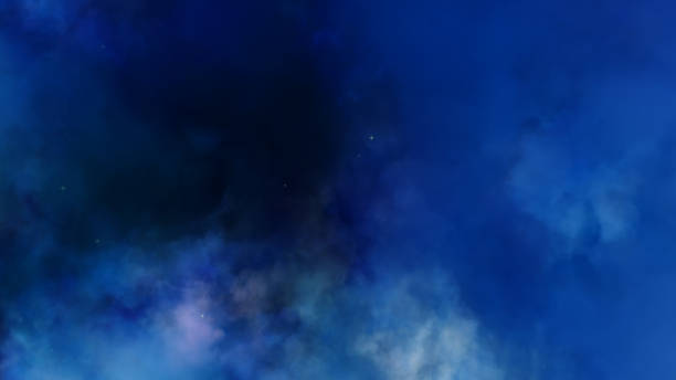 istock 3D Nebula dark blue and black clouds in the deep space 1154043699
